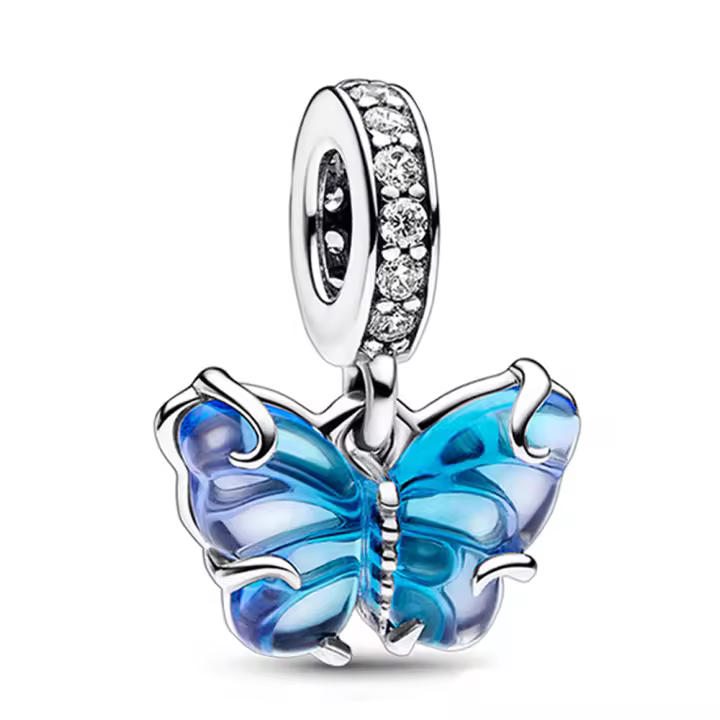 Colgante de Pulsera de Plata Esterlina 925 Mariposa Exquisita Joyería de Pedras Preciosas - 1