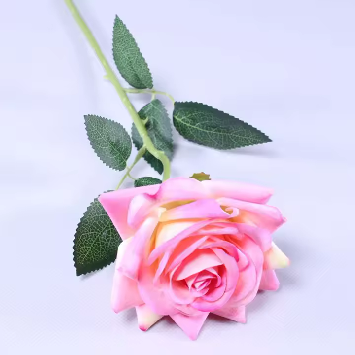 Flores de terciopelo de un solo cabezal, decoración del hogar, franela, decoración de boda, ramo de novia, flores falsas, rosas artificiales - 1