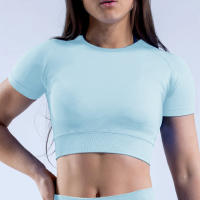 Impact Crop Top Camisetas y Tops de yoga para mujer Color sólido Ajuste ajustado Traje de fitness suave para mujer Top de yoga Gimnasio Correr Ciclismo Traje - details 10