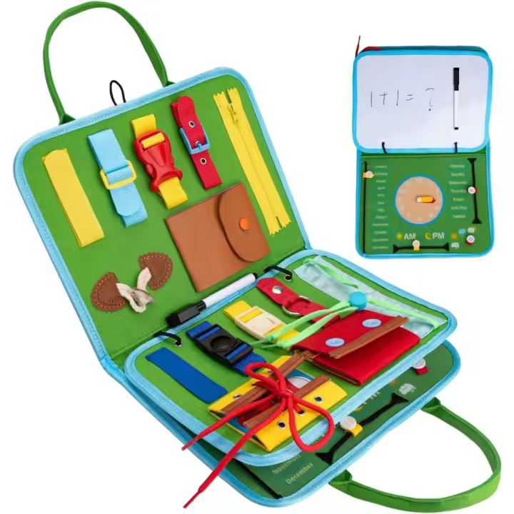 4 Capas Busy Board Montessori, Tablero Sensorial Montessori para Niños 1 2 3 4 Años, Juguetes Educativos para Aprender a Vestir y Habilidades Motoras Finas, Regalo para Niño de 1 a 4 Años - 1