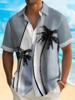 Nueva camisa hawaiana de manga corta con estampado de playa turística, adecuada para caminar por la calle, ocio, primavera y verano. - details 5