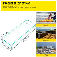 SucceBuy Protector contra el viento para fogatas, protector contra el viento de vidrio de 38 x 10,5 x 6 pulgadas, protector contra llamas de vidrio templado, protector de mesa contra incendios de 0,3" de espesor, pies estables para propano, gas, fogatas a - details 1
