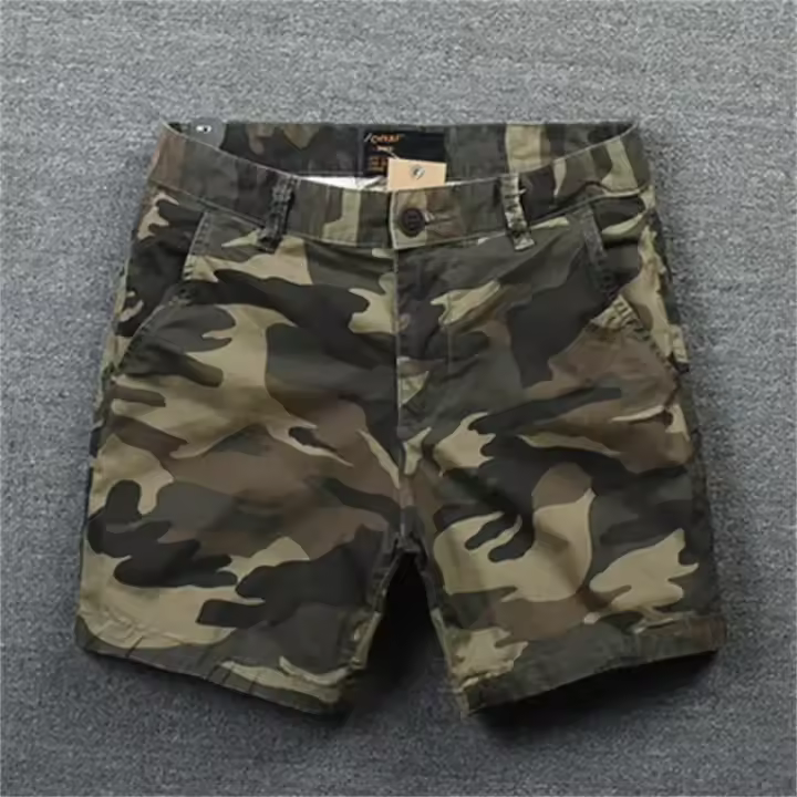 Moda de Verano para Hombres Pantalones Cortos Casuales de Algodón Fresco Estampado Camuflaje - 1