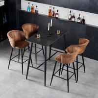 COSY Juego de 2 Taburete de Bar con Respaldo, Apoyabrazos y Reposapiés Sillas Tapizados de Gamuza Vintage Industrial Asiento de 72 cm de Altura para Cocina, Bar, Comedor, Marrón - details 3