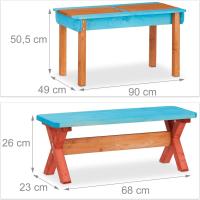 Mobiliario Infantil para jardín, Conjunto con Mesa, Dos Bancos y sombrilla, Muebles de Exterior, Madera, Multicolor - details 3