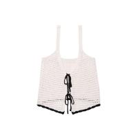 PB & ZA2025bow-tirantes con cuello en V decorados, tops cortos informales simples de calidad hueca, novedad de verano, ropa para mujer - details 1