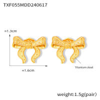 Prevenir La Alergia de Arce inoxidable de 18 Quilates Chapado Charm Joyería 2025 Estilo Caliente impermeable de oro Bowknot Bow nude Stud Pendientes - details 7