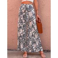 Pantalones de cintura alta con estilo floral cómodos para mujeres en verano - details 2