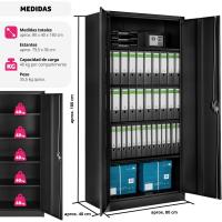 Armario Archivador Oficina en Acero, Armario Exterior e Interior con Cerradura, Armario Multiusos con 2 Puertas, 4 Estantes Ajustables y 5 Alturas, Fácil Montaje, 180x80x40 cm - Gris Claro - details 11