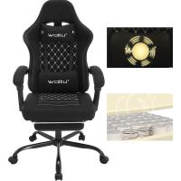Silla de Juego Ergonómica Oficina con Soporte Lumbar Masaje y Reposapiés Extraible - details 0