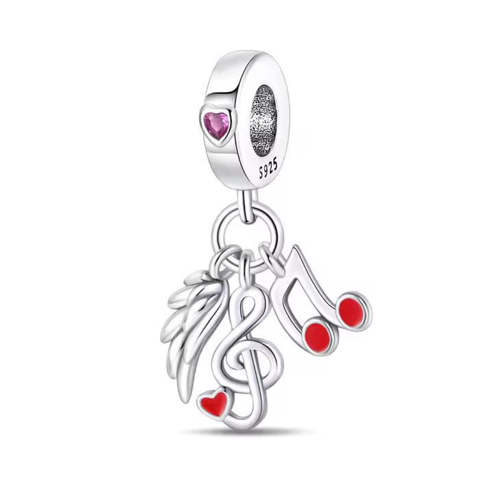 Cuentas para hacer joyas, dijes de alas de notas, compatibles con pulsera de plata - 1