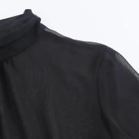 Vestido rojo d de manga larga con cuello redondo para mujer, decoración de un solo pecho, otoño - details 4