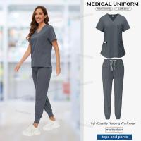 Exfoliantes médicos, accesorios de enfermería Dental, conjunto de Top de manga corta + pantalones, bata quirúrgica, uniforme de Spa transpirable para mujer - details 12