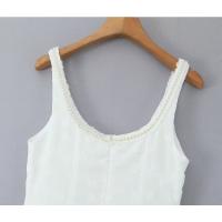 Nueva ropa de mujer europeo y americano diseño francés lado dividido delgado perla decorativa vestido largo - details 24