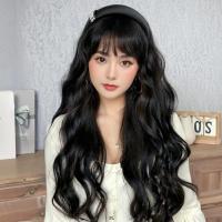 Pelucas de diadema sintéticas de estilo coreano, postizos de aro para el cabello, peluca de media diadema, Clip sintético en pelo largo y rizado ondulado para fiesta - details 13