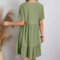 Vestidos de verano para mujer, primavera con cuello en V, mangas cortas, cintura suelta, volantes, campanas, vestidos de vocación - details 2