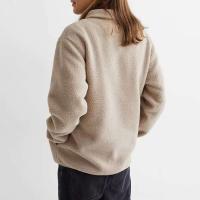 Jersey de Sherpa de cuarto beige para hombre, sudadera con capucha holgada y gruesa, camisa deportiva marrón sólido con cremallera 1/4 - details 10
