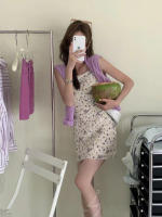 Vestido Mini Floral de Verano Tirantes, Cintura Ajustada, Estilo Coreano Moda para Mujeres - details 14