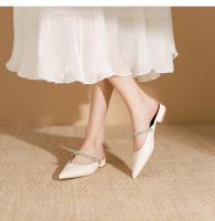 Zapatos planos puntiagudos con cadena de diamantes de imitación plateados - details 19