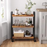 Carrito de Cocina Pequeño Estilo Rústico Marrón 66x26x85cm Ideal para Espacio Extra en Estantería - details 1
