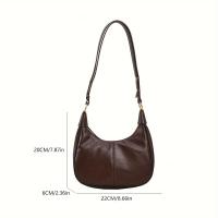 Elegante bolso bandolera para mujer, color sólido, correa ajustable, cierre de cremallera, forro de poliéster, borde pintado, bolso bandolera versátil para oficina y cita - Negro/Borgoña/Café - details 1