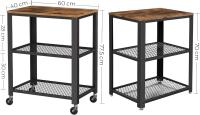 Servicio de 3 Niveles Vintage, Carro Cajonera Rústica, Estante de Almacenamiento Resistente, con Bandeja de Madera, Ruedas, para Cocina y salón, Vintage LRC78X - details 1