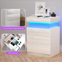 Mesita de Noche Inteligente con 3 Cajones, Mesita de Noche para Dormitorio, Mesas Auxiliares de Madera Estilo Moderno para Sala de Estar 45 x 40 x 67 cm - details 24