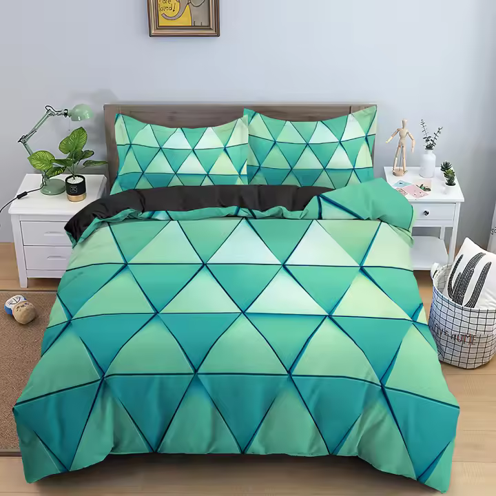 Juego de Ropa de Cama de Geometría Colorida Funda de Edredón de Microfibra con Cierre de Cremallera - 1