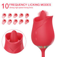 Vibrador 2 en 1 para lamer la lengua para mujer, estimulador de pezones y clítoris, masturbador femenino con vibrador vaginal de empuje, juguete sexual - details 0