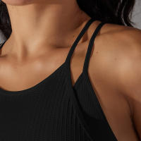 Hamidou-Sujetador de gimnasio Sexy para mujer, Top de hilo, informal, a rayas, sin costuras, de punto, a la moda - details 10