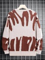 Nuevo Jersey Popular de otoño e invierno con patrón de Jacquard Irregular, suéter informal de punto con cuello redondo y contraste de Color para hombre - details 14