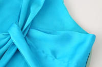 TRAFZA-Vestido largo hasta el tobillo con hombros descubiertos para mujer, traje asimétrico con pliegues y cremallera, moda de verano - details 12