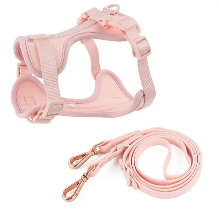 Correa Doble de PVC, commode juego de arnés para Perros transpirable, Collares, arneses y Correas estables para el pecho - 1