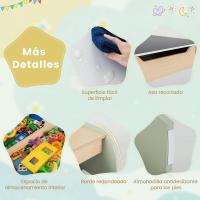 Juego de mesa y silla infantil 4 en 1, mesa infantil de madera con 2 sillas, manualidades, dibujo, lectura, mesa infantil con almacenamiento, pizarra desmontable para guardería (verde) - details 3