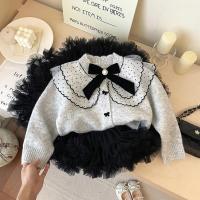 Suéter para niñas 2025 Otoño Invierno suéter de punto coreano para niña cárdigan con lazo abrigo - details 13