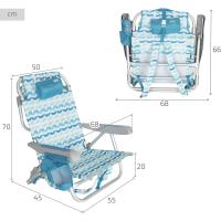 playa plegable y reclinable 5 posiciones, Silla portátil plegable 55x67,5x86cm, Incluye cojín, 1 bolsillo, 1 bolsa con cremallera y topes antivuelco, Sillas de playa - details 48