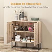 Moderno Armario de Buffet de Madera Natural y Negro 2 Puertas, Estantes para Comedor, Salón, Dormitorio - details 4