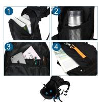 Mochila impermeable de nailon para hombre y mujer, bolsa ligera de viaje para escalada, senderismo, deportes al aire libre, escolar, color negro - details 3