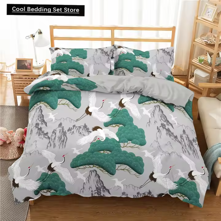 Juego de Ropa de Cama de Kami Matsuri Diseño de Flor de Cerezo Japonés 3D - 1