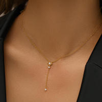 Collar de borla larga en forma de Y, cadena de hueso con cierre de estrella octogonal - details 1