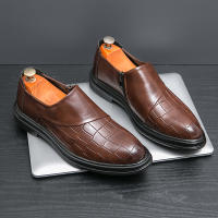 Zapatos formales con cremallera lateral de empalme clásico para hombre, zapatos de cuero informales británicos de tacón bajo de PU - details 6