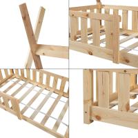 Cama de Niños Pequeños Tipi Indio Montessori Seguridad Máx. 80kg Natural Tamaño 70x140cm - details 1