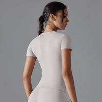 Top deportivo de manga para mujer, ropa de fiestas, corto y Fitness, camisetas de entrenamiento para gimnasio, Top de Yoga Sexy - details 2