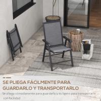 2 Sillas Camping Plegables Sillas Plegables Jardín Exterior Acolchadas en Malla con Marco Acero y Reposabrazos Carga 110 kg para Terraza Playa 58x64x94 cm Gris Oscuro - details 4