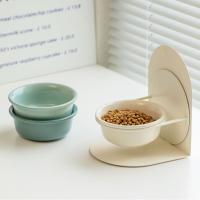 Cuenco de cerámica antivómitos para gatos, cuenco de agua elevado inclinado antideslizante con soporte magnético, protección para el cuello - details 13