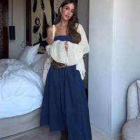 Vestido de moda con hombros descubiertos para mujer, Vestidos largos ajustados sin mangas con espalda descubierta de mezclilla para mujer, Vestidos de primavera y verano 2025 para mujer - details 7