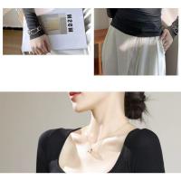 Modal nuevo versátil y delgado básico cuello cuadrado con rosca en el exterior camisa de manga larga Tops para mujer camiseta - details 10