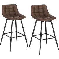 Silla de Cocina Alta con Resalto Paquete de 2 Marco de Metal Asiento de Cuero Sintético - details 0
