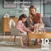 Silla de Bebé Trona 2 en 1 Portátil, Patas de Madera, Ajustable, Limpiable Beige - details 1
