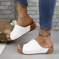 Sandalias de Cuña para Mujer Nueva Moda de Verano Punta Abierta Cómodas Transpirables con Hebilla Zapatos para Mujer Color Blanco - details 1